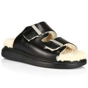 ALEXANDER MCQUEEN Hybrid Shearling Black Sandal